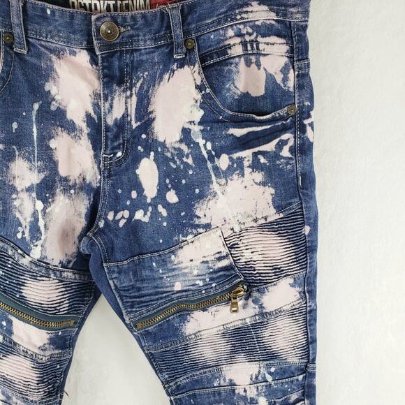 8IGHTH Dstrkt Jeans Men 36X32 Tie Dye Moto Stretch Skinny With Zippers Blue Pink - Picture 6 of 11